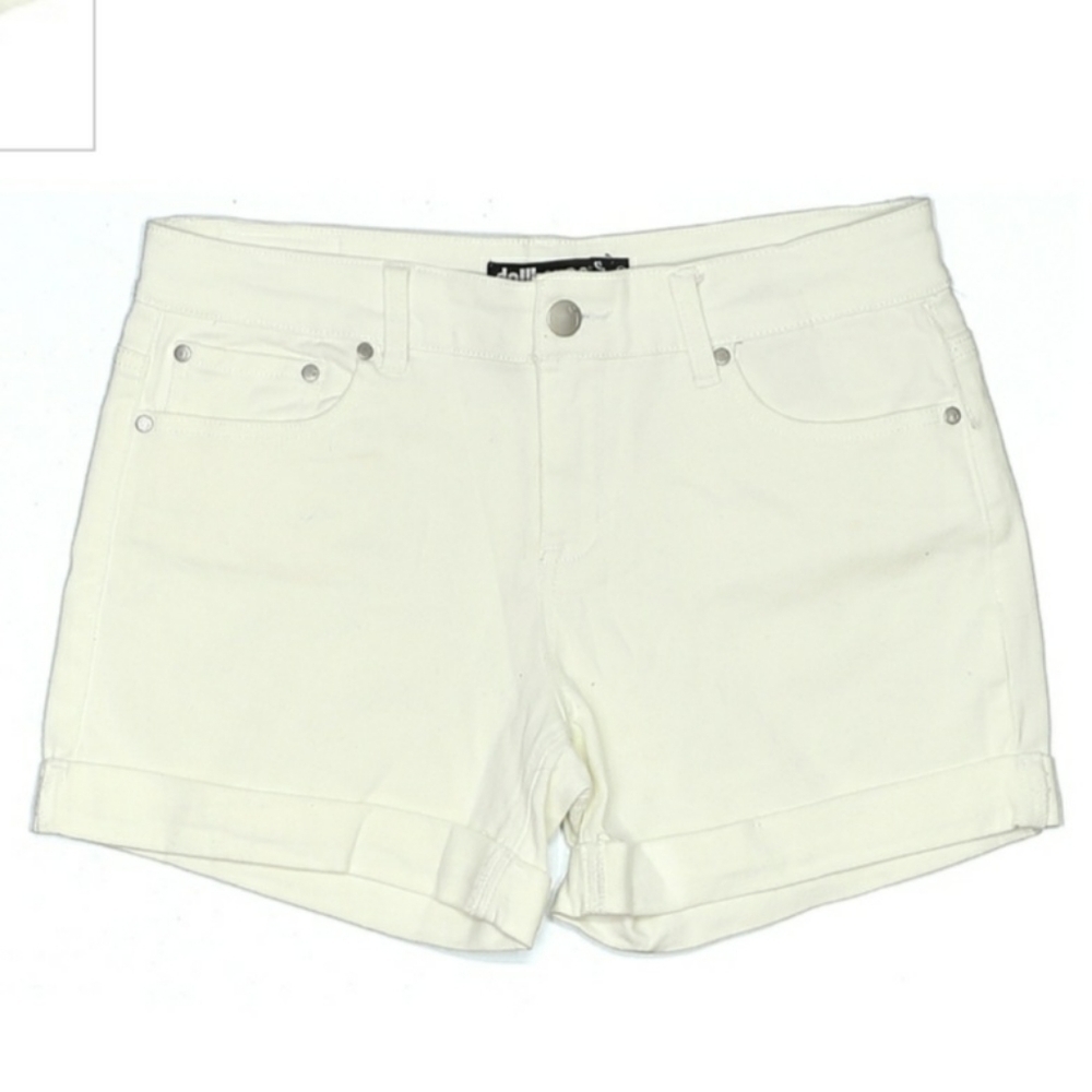 Dollhouse White Denim "Dylan" Jean Shorts Juniors Size 9 Booty Cuffed Casual EUC